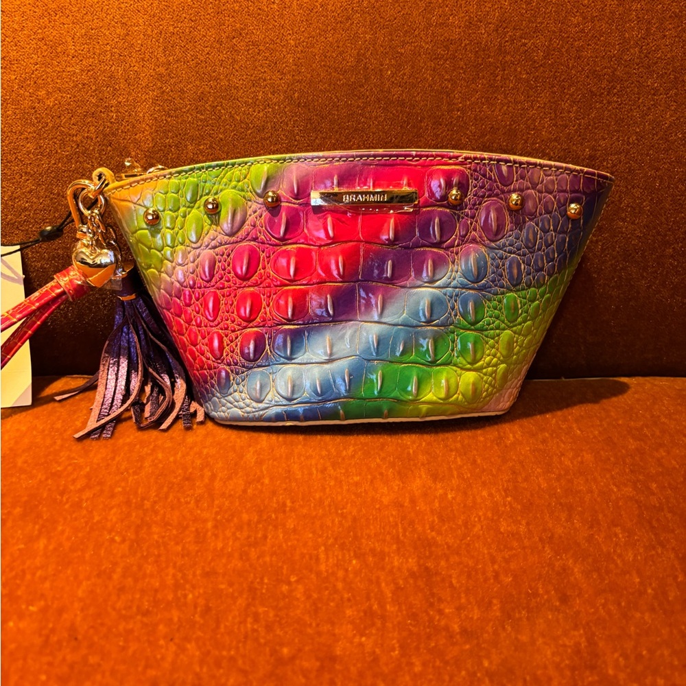 Brahmin Rainbow Crocodile Embossed Ariana Clutch BNWT